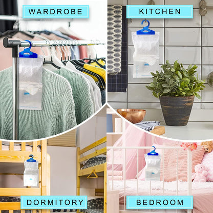 ANSIO Wardrobe Dehumidifier Hanging Bags Pack of 12 Moisture Absorbers, Trap, Condensation