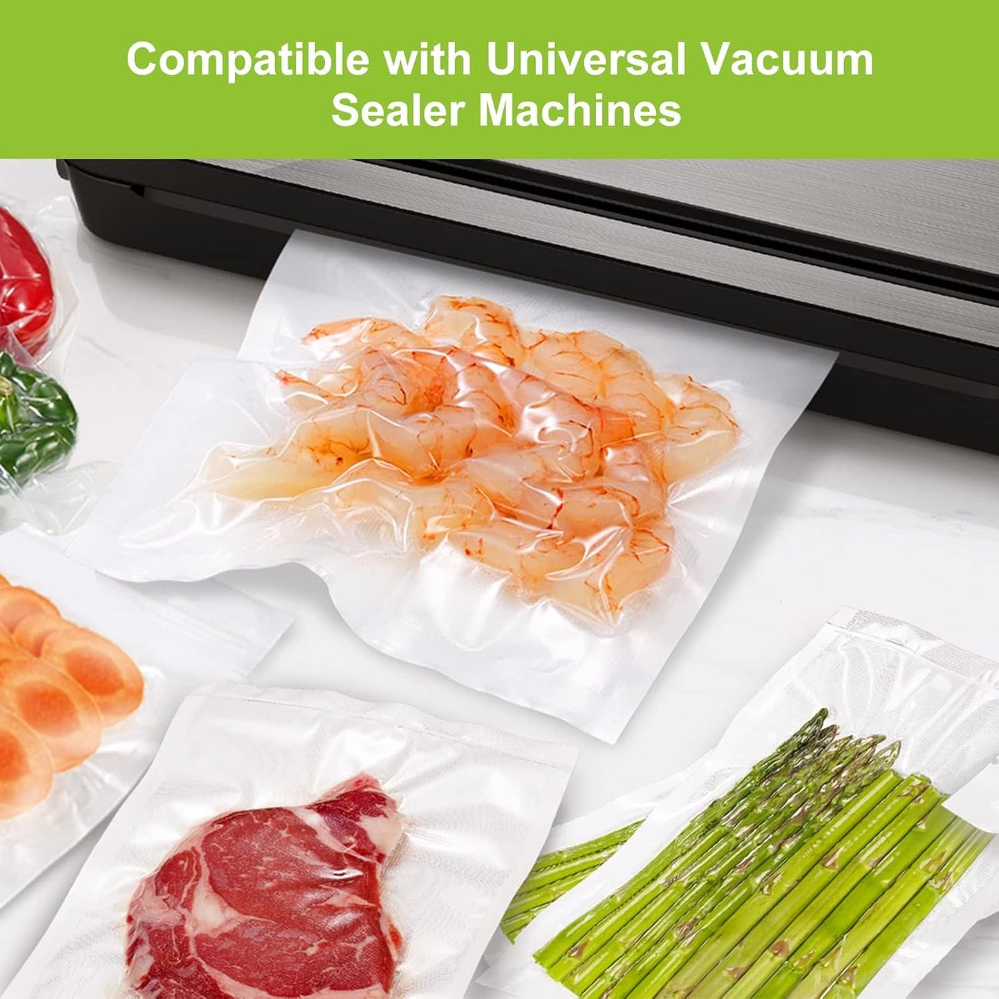 Bonsenkitchen Vacuum Sealer Rolls Bags, 2 Packs 28 cm x 600 cm Storage Bags (Total 12 m), BPA Free