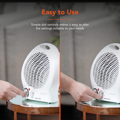 Warmlite WL44002 Thermo Fan Heater with 2 Heat Settings and Overheat Protection, 2000W, White