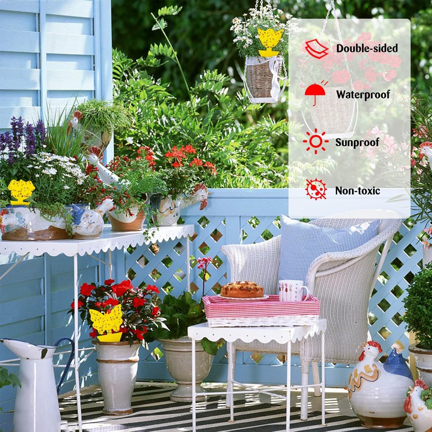 Blooven 30 PCS Fruit Fly Traps, Double-sided Fungus Gnat Sticky Catcher For Multiple Insects (30 PCS Yellow)