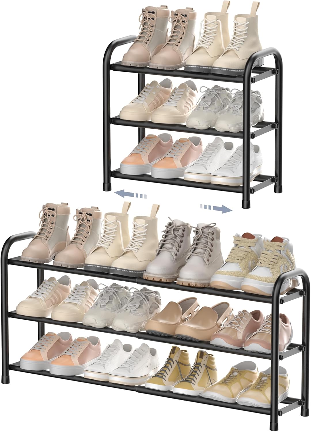 ENJOYBASICS Expandable Shoe Rack, 3 Tier Adjustable Shoe Organizer Shelf for Closet