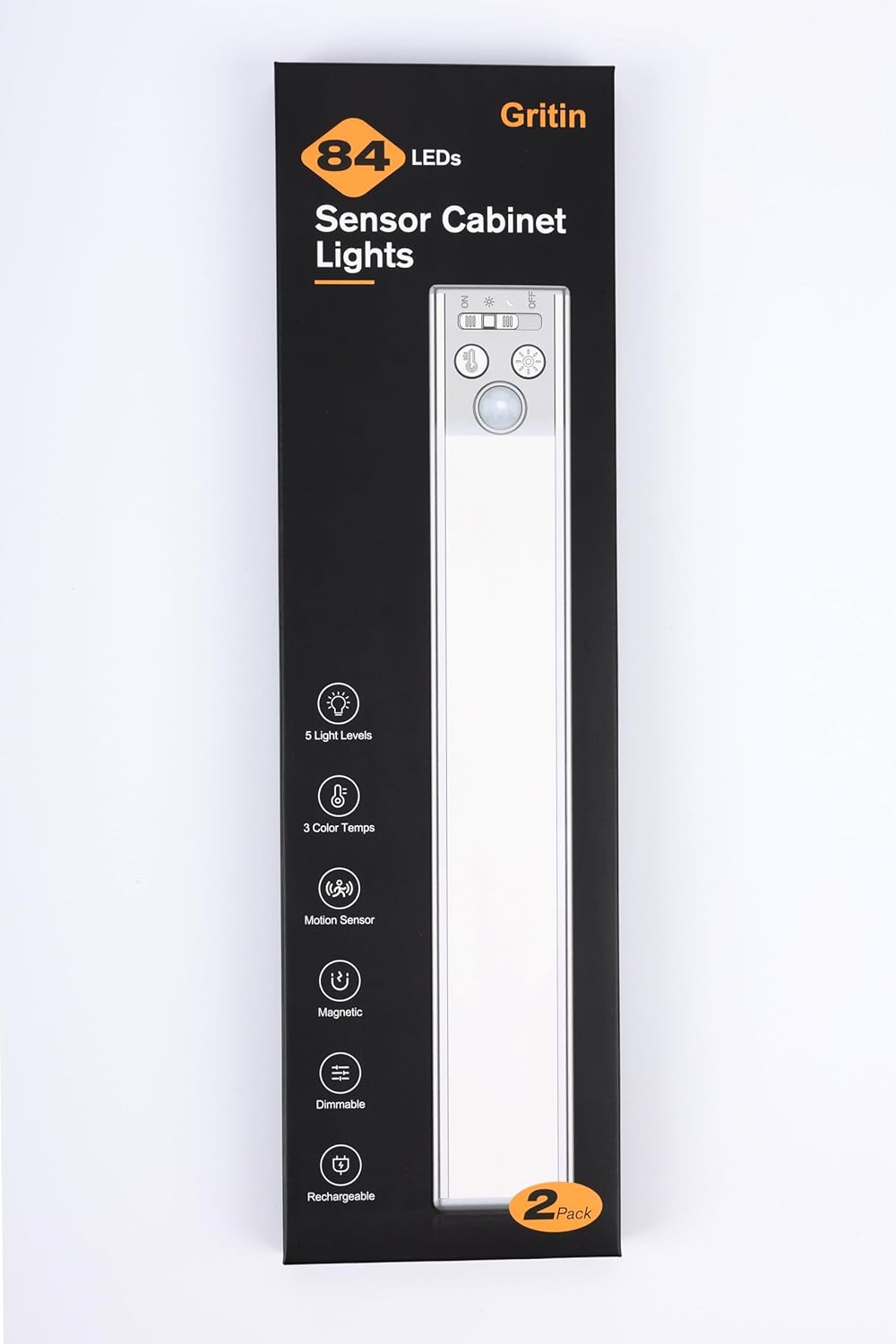 Gritin Under Cabinet Kitchen Lights-84 LED Super Bright,3-Color&5-Brightness,4 Modes,Motion Sensor